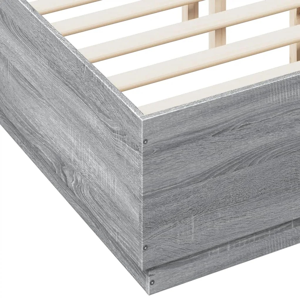 vidaXL Πλαίσιο Κρεβατιού Γκρι Sonoma 135x190 εκ. Επεξεργασμένο Ξύλο