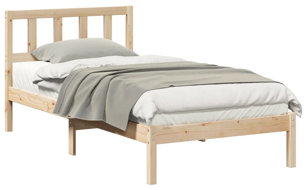 vidaXL Σκελετός Κρεβατιού Καφέ 75 x 190 cm Μασίφ ξύλο πεύκου
