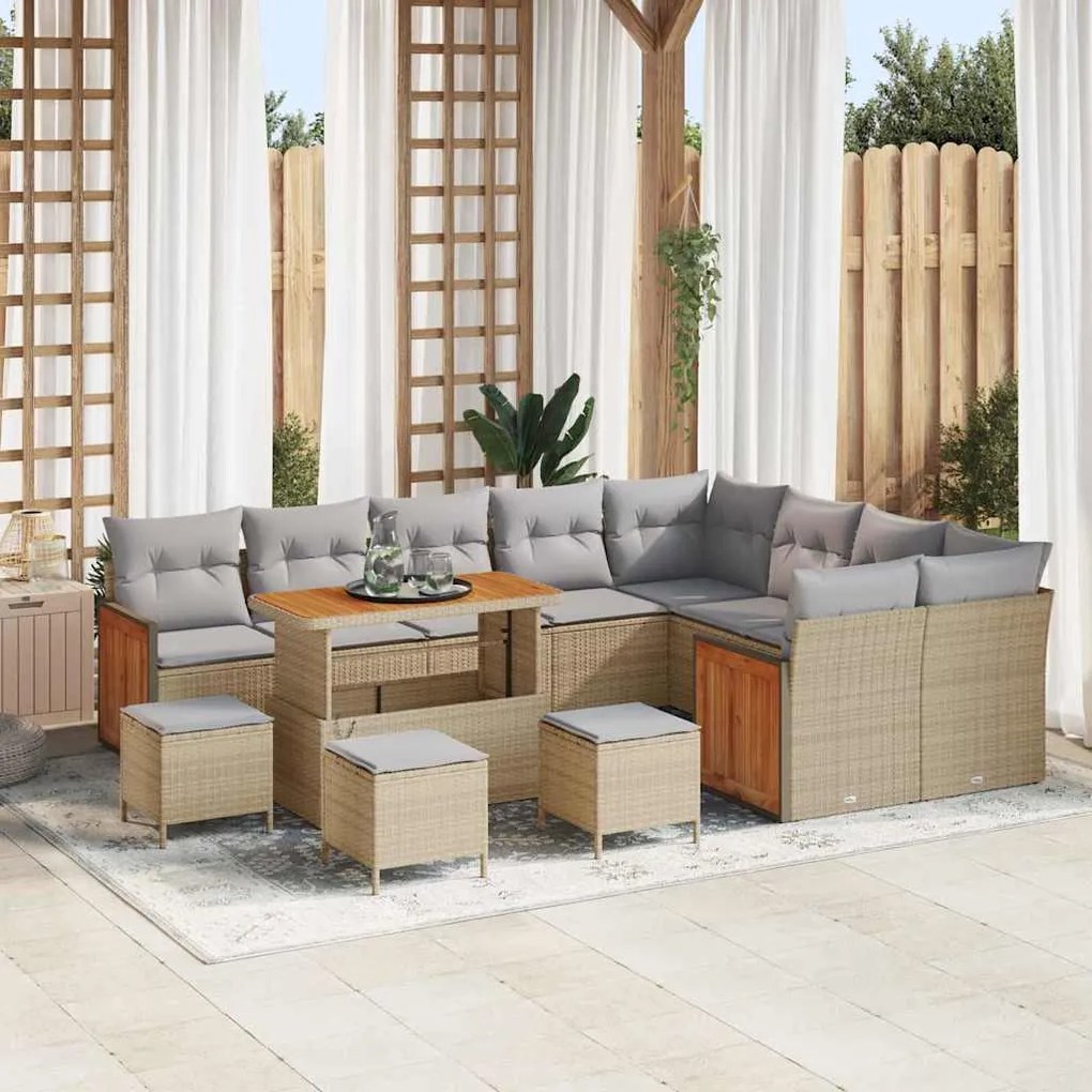 vidaXL Σετ Καναπέ Κήπου 13 pcs Μπεζ, Ανοιχτό γκρι 110 x 55 x 71 εκ