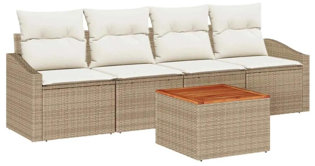 vidaXL Σετ Καναπέ Κήπου 5 pcs Μπεζ και Κρέμα συνθετικό ρατάν