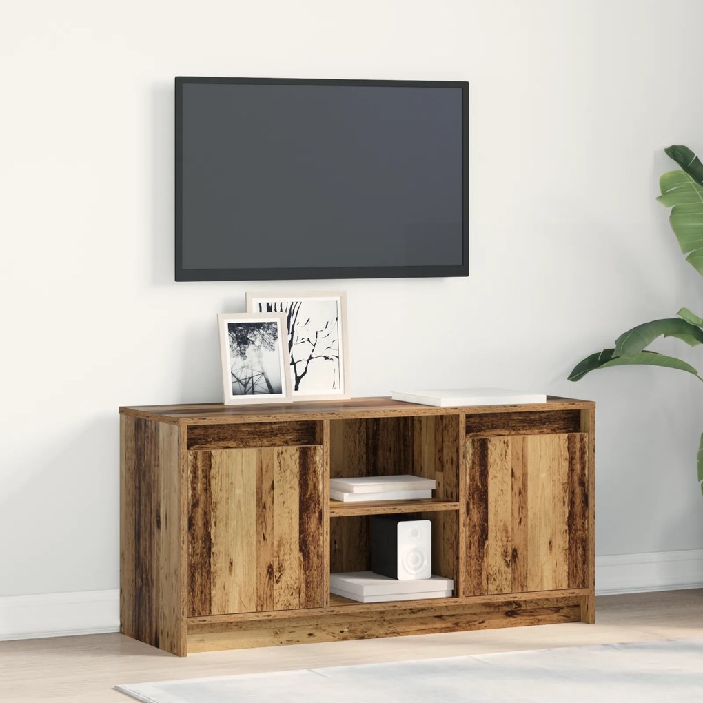 vidaXL Ντουλάπι Τηλεόρασης με LED - Παλιό Ξύλο, 100x34x50 εκ. σε Επεξεργασμένο Ξύλο.