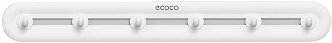 ECOCO κρεμάστρα μπάνιου/κουζίνας E23154 με 6 γάντζους, 3.8x5x40cm, λευκή