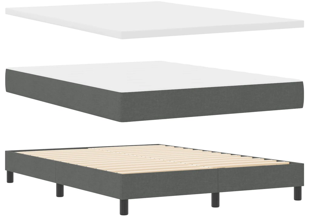 vidaXL Κρεβάτι Box Spring με Στρώμα Σκούρο Γκρι 140x200 εκ. Ύφασμα