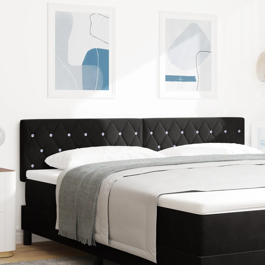 vidaXL LED Κεφαλάρι με Κρύσταλλο Ταφταρισμένο Μαύρο 90 εκ Βελούδο
