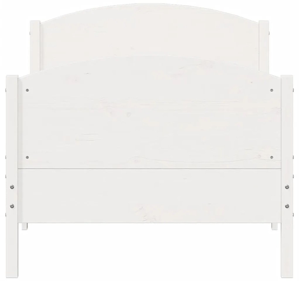Πλαίσιο Κρεβατιού με Κεφαλάρι Λευκό 100x200εκ Μασίφ Ξύλο Πεύκου - Λευκό