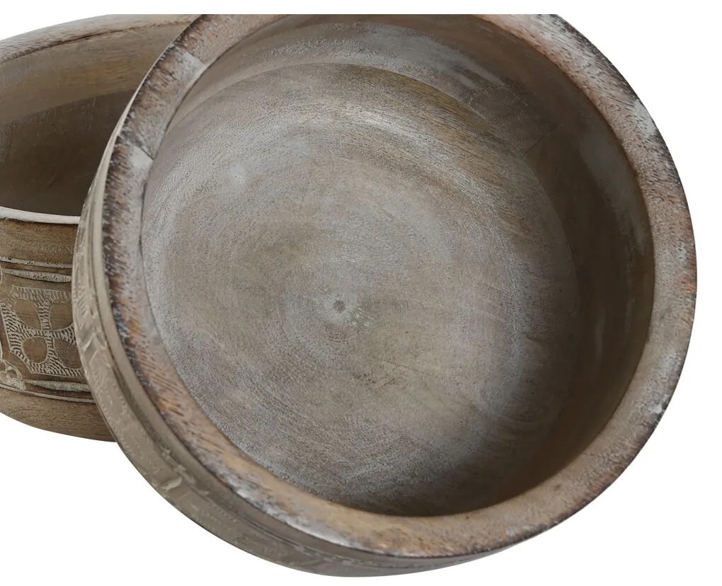 Κεντρικό Τραπεζιού DKD Home Decor Λευκό Φυσικό Ξύλο από Μάνγκο 30,5 x 30,5 x 12,7 cm (3 Τεμάχια)