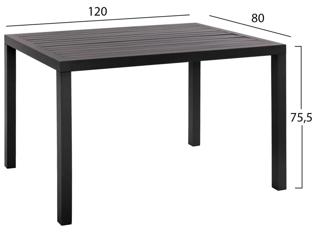 Τραπεζάκι SAHIRA Αλουμινίου Ανθρακί 120x80x75,5Υ εκ. 120x80x75.5 εκ.