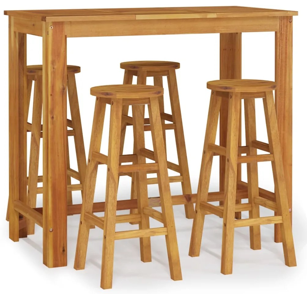 vidaXL Σετ Επίπλων Μπαρ Κήπου 5 Τεμαχίων από Μασίφ Ξύλο Ακακίας