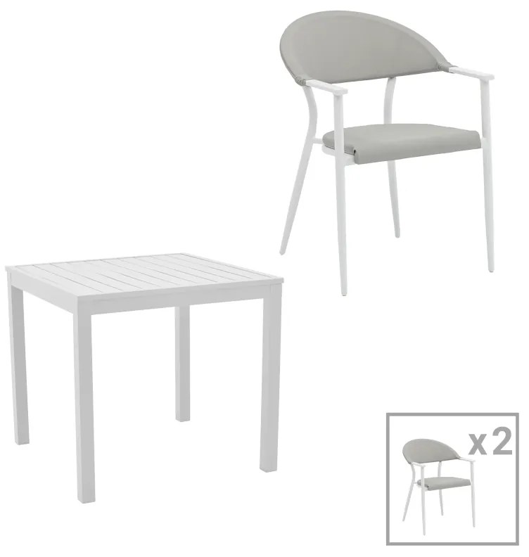 Intrahome Τραπεζαρία Kliton - Pino σετ 3τεμ Intrahome αλουμίνιο σε λευκή απόχρωση 80x80x74εκ | SKU: INTRAPA-311111914