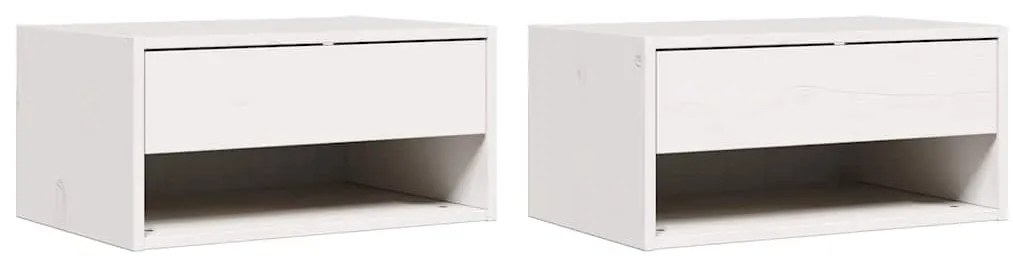 vidaXL Κομοδίνο 2 pcs Λευκό 50 x 32.5 x 24 εκ Μασίφ ξύλο πεύκου