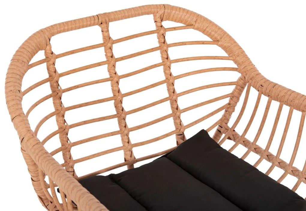 Σκάμπο Μπαρ Ψηλό Allegra Μπεζ P.E. Rattan-Μαύρο Μεταλλο 54x55x108Yεκ.