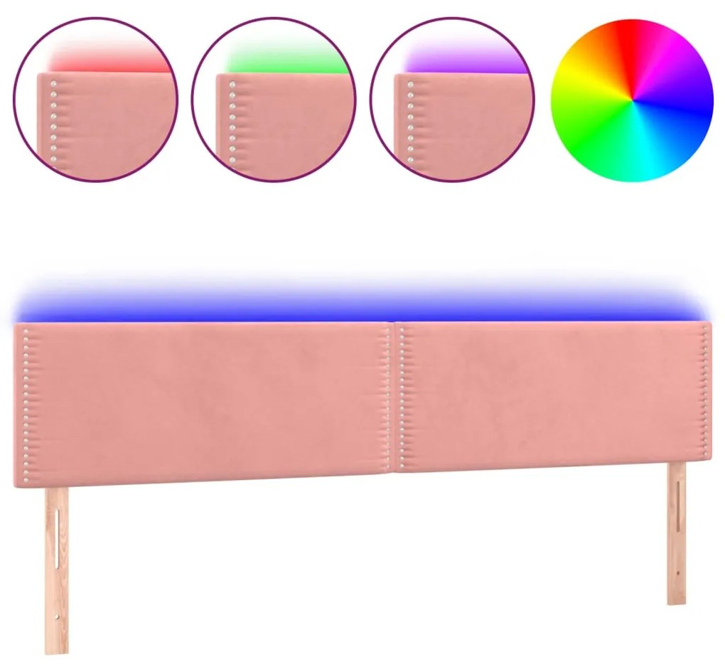 Κεφαλάρι Κρεβατιού LED Ροζ 180x5x78/88 εκ. Βελούδινο 3121537