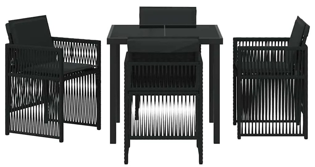 vidaXL Σέτ φαγητού για κήπο 5 pcs Μαύρο Χάλυβας με επίστρωση πούδρας