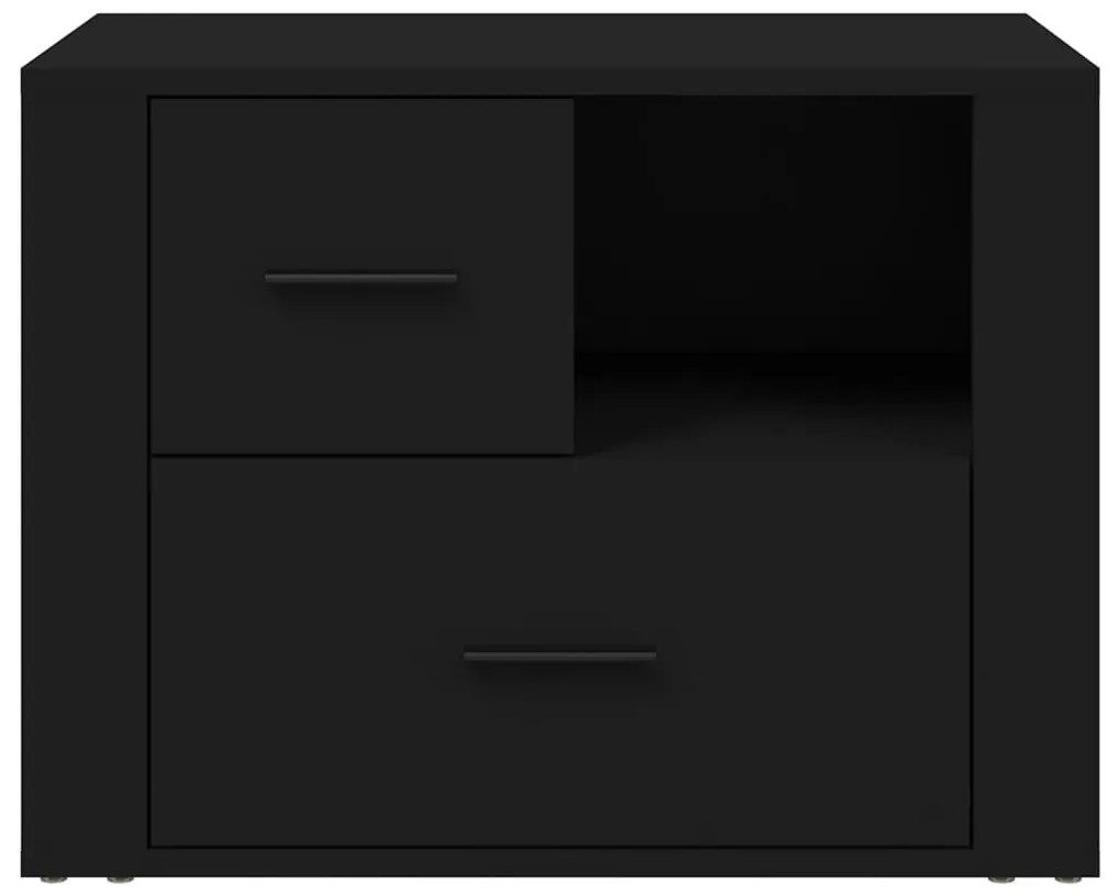Κομοδίνο Μαύρο 60 x 36 x 45 εκ. από Επεξεργασμένο Ξύλο - Μαύρο