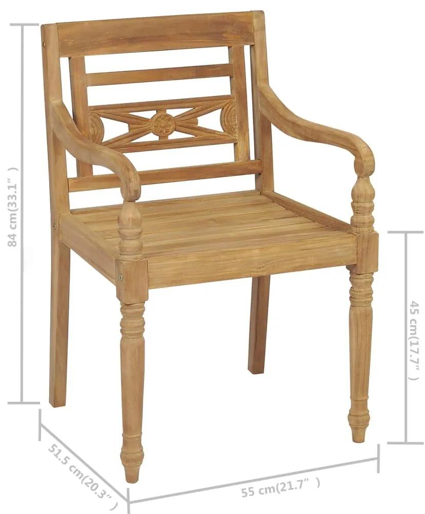 Καρέκλες Batavia 6 τεμ. από Μασίφ Ξύλο Teak με Μαξιλάρια - Ανθρακί