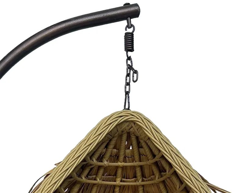 Κούνια κήπου - φωλιά με βάση Varur μέταλλο καφέ - pe rattan σε μπεζ απόχρωση 120x105x195εκ 120x105x195 εκ.