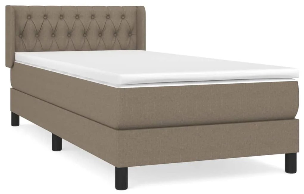 Κρεβάτι Boxspring με Στρώμα Taupe 100 x 200 εκ. Υφασμάτινο - Μπεζ-Γκρι