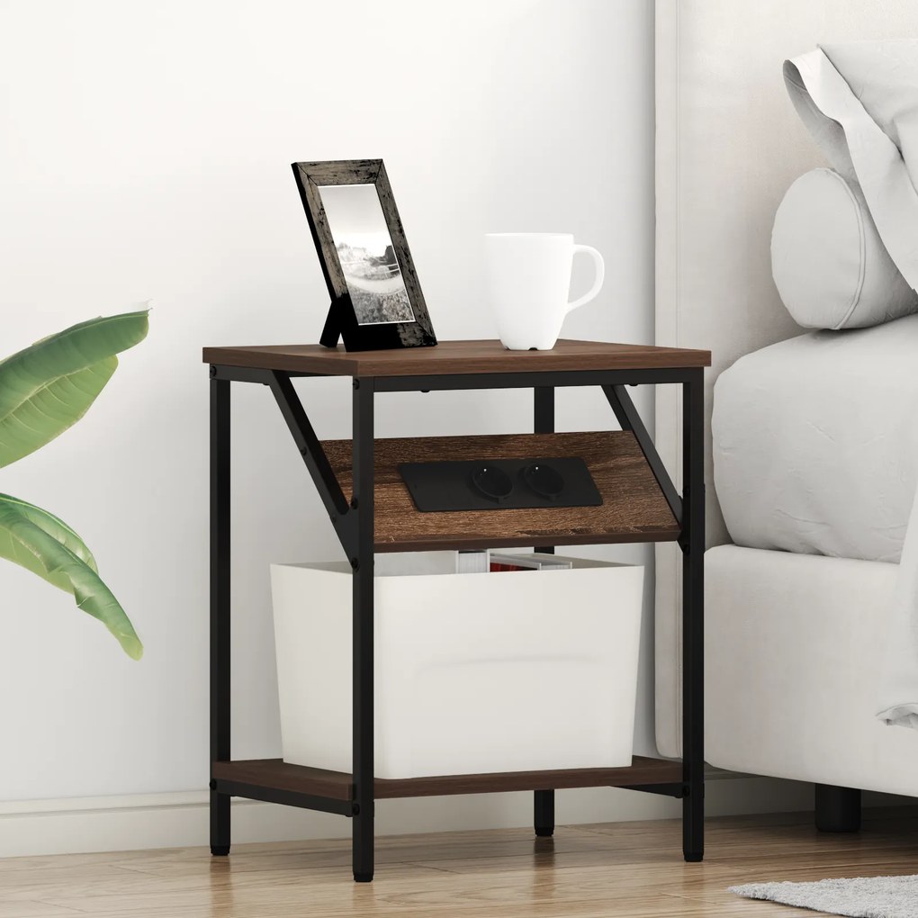 vidaXL Κουτιά Κρεβατοκάμαρας 2 pcs Καφέ δρυς Επεξεργασμένο ξύλο