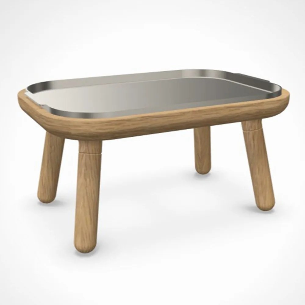 Τραπεζάκι Χαμηλό Paff 5610C5610-1C5618 50x35x27cm Oak Brushed Steel Umage