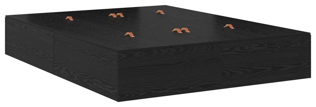 vidaXL Κρεβάτι Αποθήκευσης Μαύρο Δρύς 140x190 εκ.