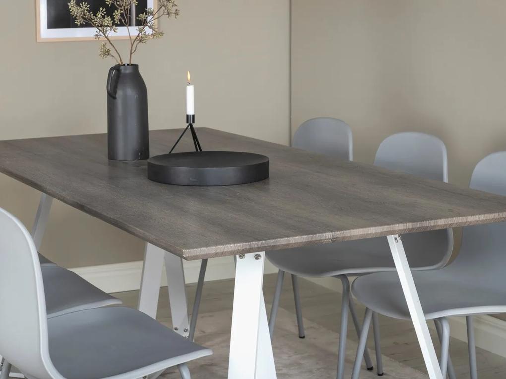 Τραπέζι Dallas 372, Άσπρο, Γκρι δρυς, 75x90x180cm, Ινοσανίδες μέσης πυκνότητας, Μέταλλο | Epipla1.gr
