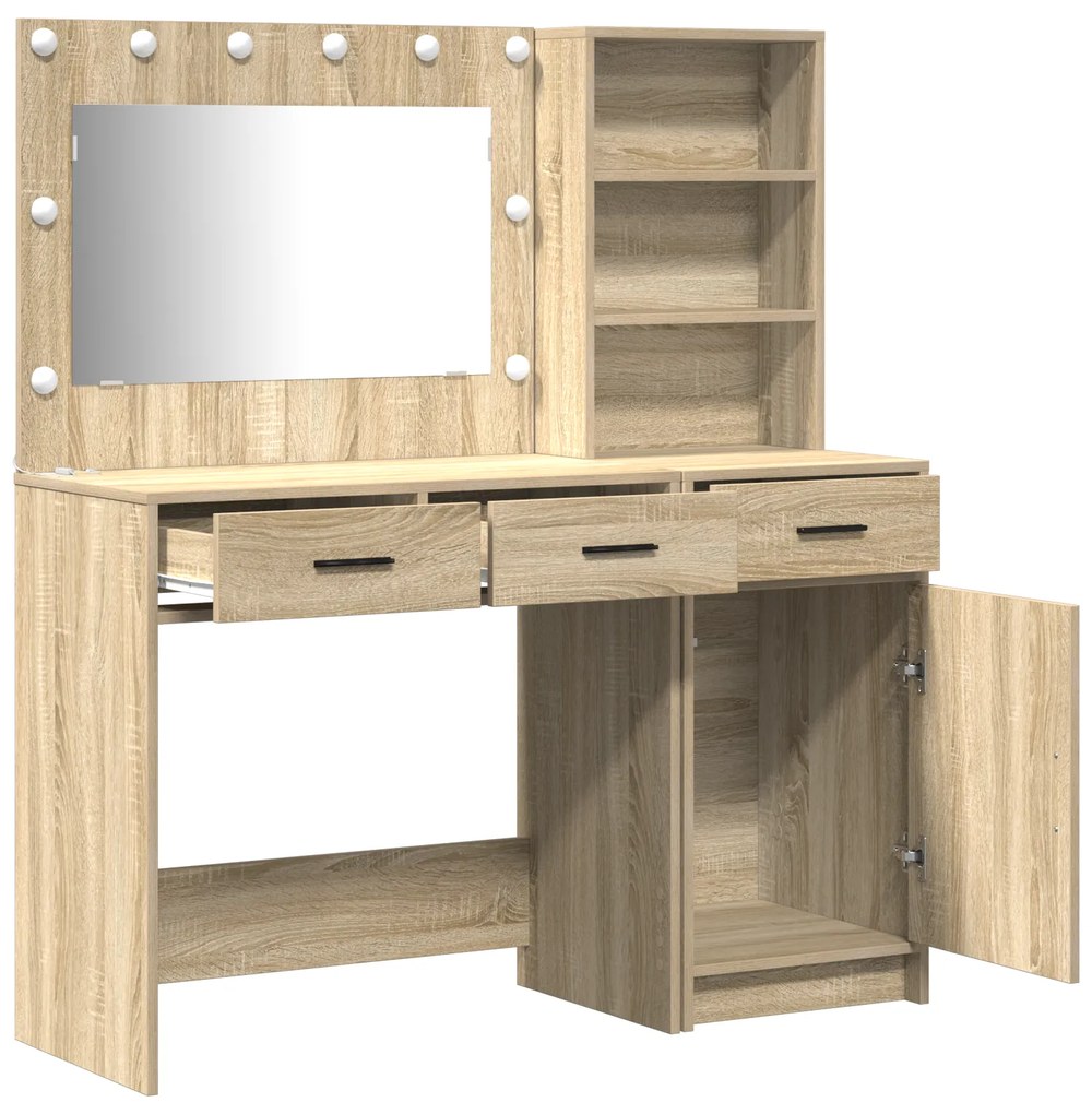 vidaXL Σετ από Dressing Table 2 Τεμαχίων με LED σε Σομόνα Δρυς