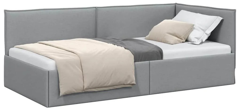 vidaXL Κρεβάτι Γωνίας με κεφαλάρι Ανοιχτό γκρι 90 x 200 cm ύφασμα