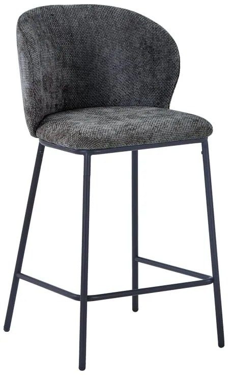 Σκαμπό μπαρ Karg pakoworld γκρι ύφασμα-πόδι μαύρο μέταλλο 49x46x93εκ