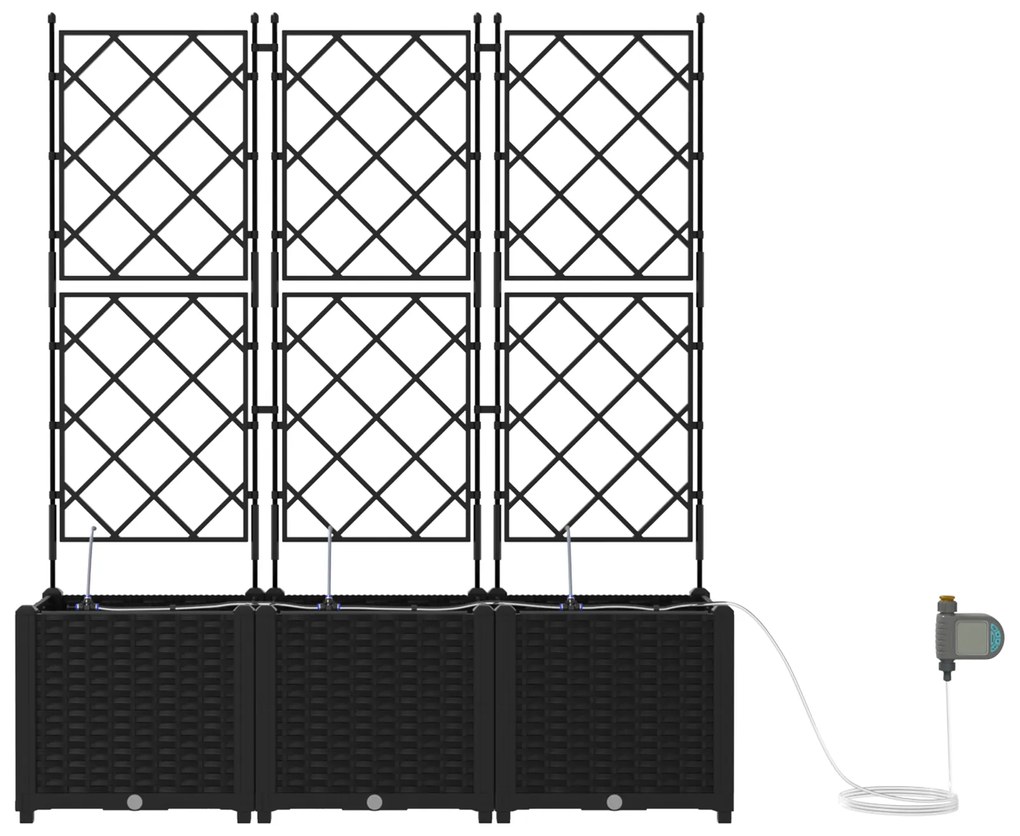 vidaXL Γλάστρες Κήπου 1 τεμ Καφασωτό Μαύρο 120 x 40 x 142 cm Πλαστικό