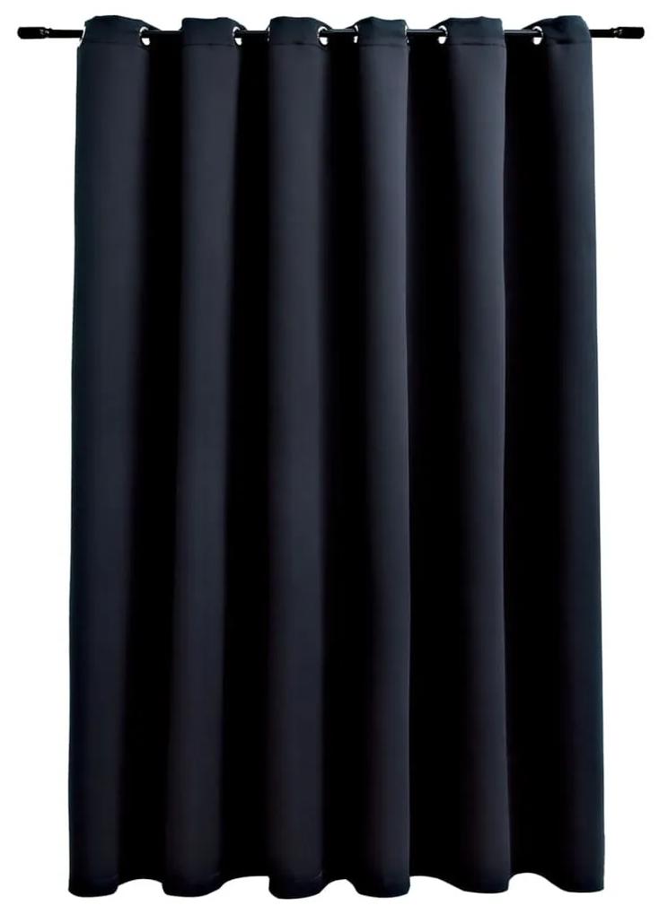 Κουρτίνα Συσκότισης με Μεταλλικούς Κρίκους Μαύρη 290 x 245 εκ. - Μαύρο