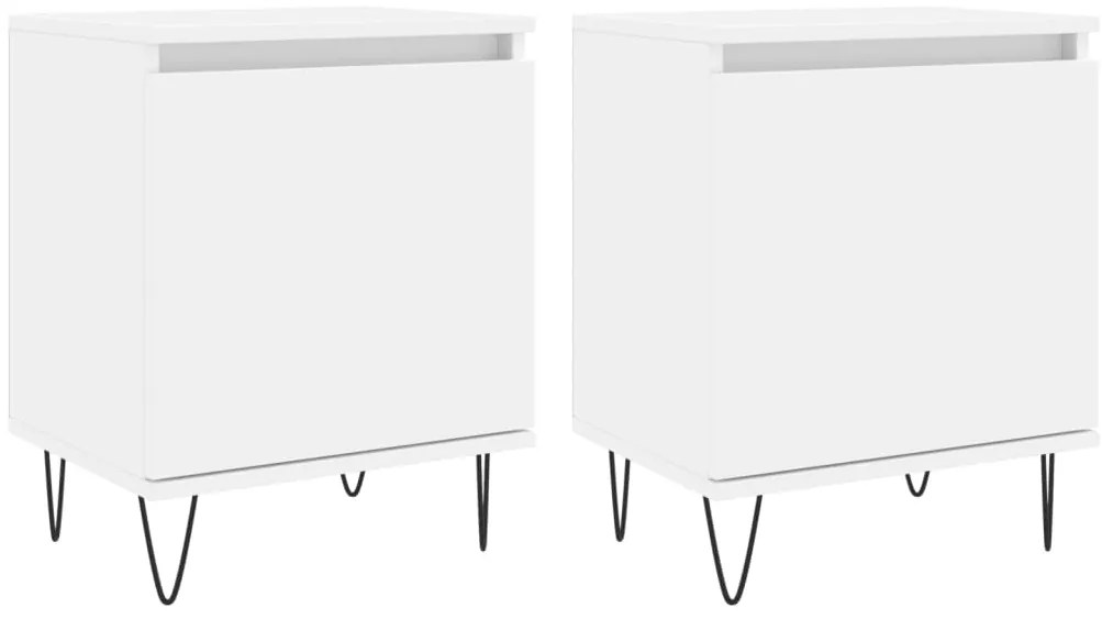 vidaXL Κομοδίνα 2 τεμ. Λευκά 40 x 30 x 50 εκ. από Επεξεργασμένο Ξύλο