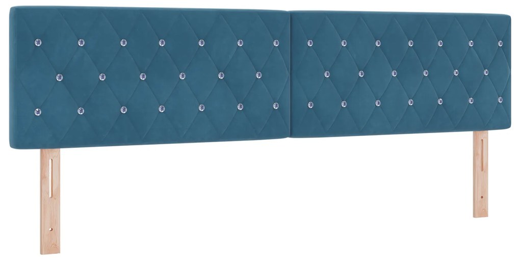 vidaXL LED Κεφαλάρι με Κρύσταλλο για Σκούρο Μπλε 90 εκ. Βελούδο