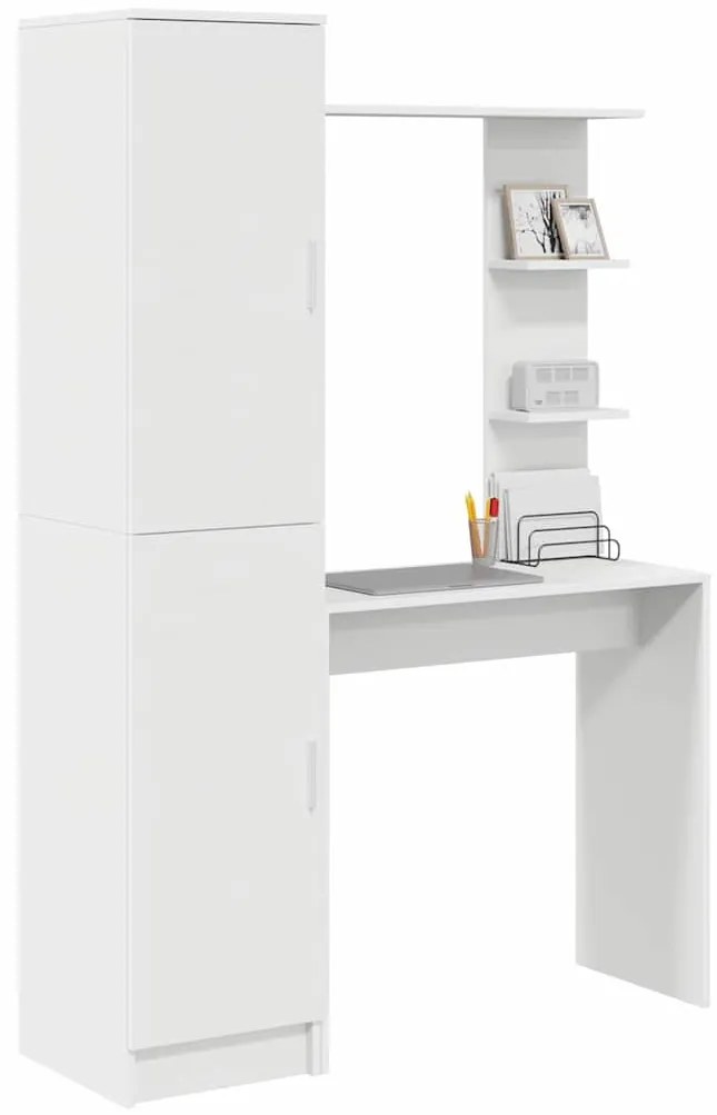 vidaXL Γραφείο με αποθηκευτικό χώρο 2 pcs Λευκό 78.5 x 37 x 154.5 εκ