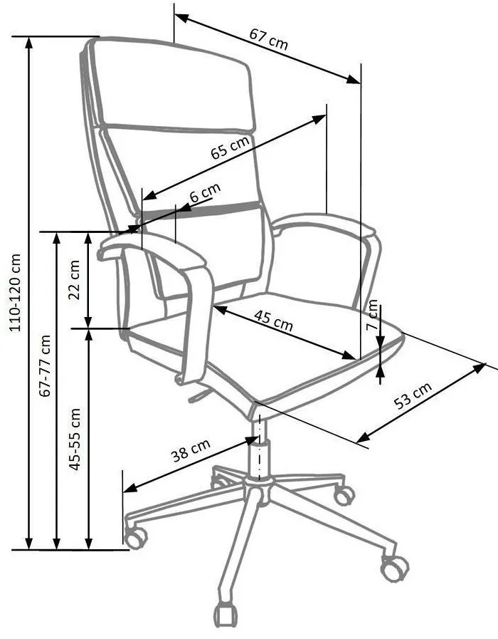 Καρέκλα γραφείου Houston 227, Άσπρο, 110x65x67cm, 18 kg, Με ρόδες, Με μπράτσα, Μηχανισμός καρέκλας: Κλίση | Epipla1.gr