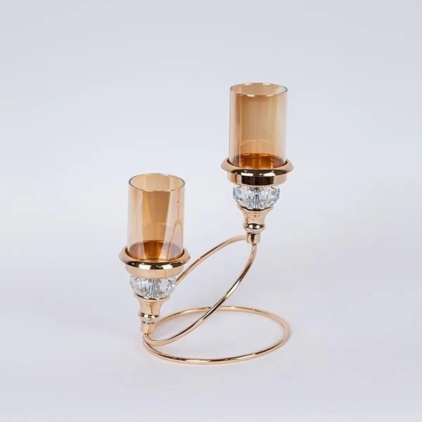 Κηροπήγιο 2 Θέσεων Μεταλλικό Χρυσό 16x13x22εκ. ESTHETI 752-24105