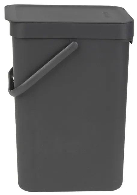 Κάδος διαχωρισμού απορριμμάτων Brabantia Sort&Go 647670, 12 l, Χειρολαβή, Επιτοίχιος, Σκούρο γκρι