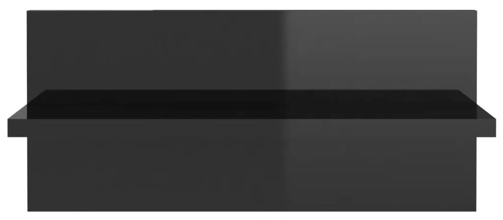 Ραφιέρες Τοίχου 2 τεμ. Γυαλιστ. Μαύρο 40x11,5x18 εκ Μοριοσανίδα - Μαύρο