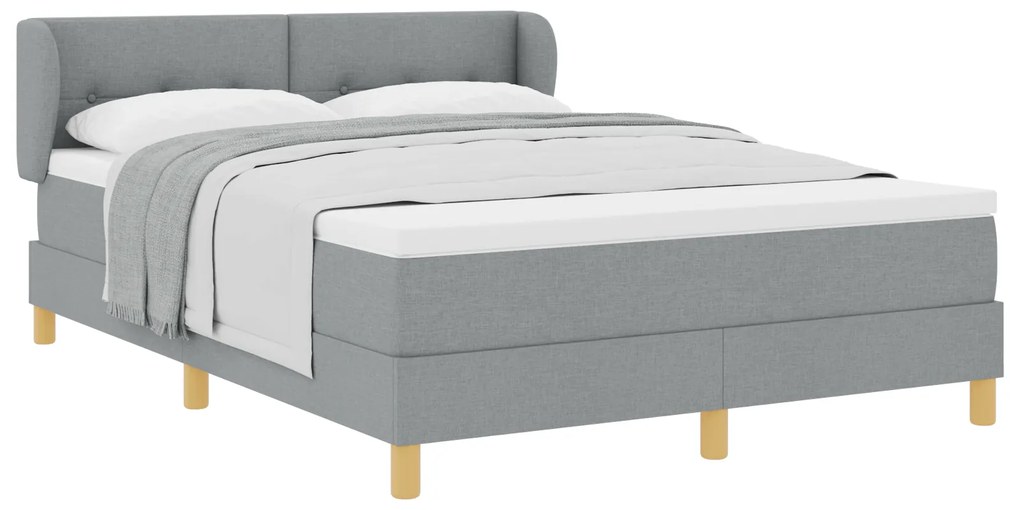 vidaXL Κρεβάτι Box Spring με στρώμα - Ανοιχτό γκρι, 140x200 εκ., Ύφασμα