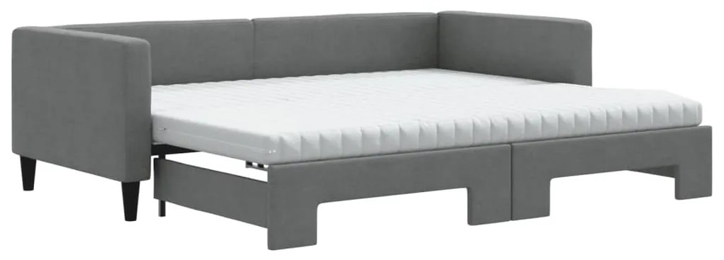 vidaXL Καναπές Κρεβάτι Συρόμενος Σκούρο γκρι 90x190 εκ Ύφασμα Στρώματα