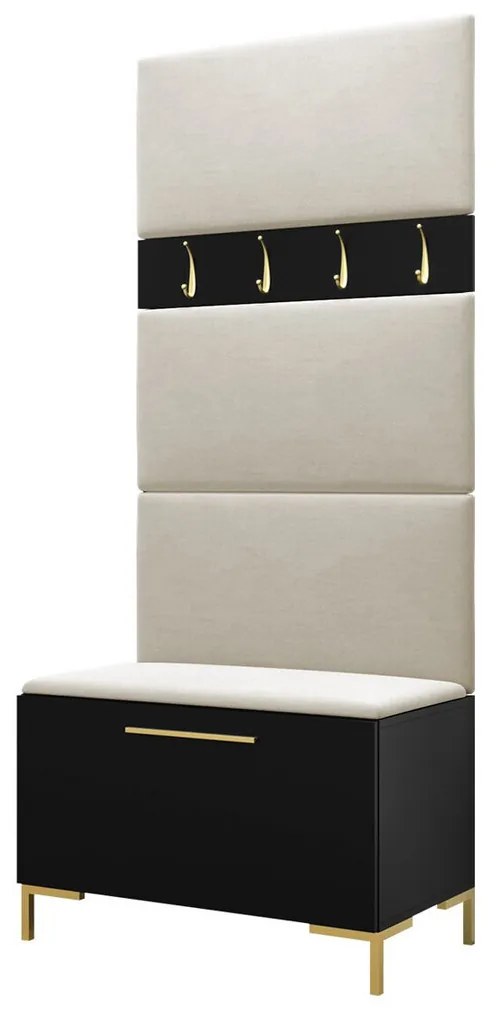 Σετ διαδρόμου Hartford F102, 196x84x46cm, 32 kg, Μαύρο, Ταπισερί, Πλαστικοποιημένη μοριοσανίδα, Εντοιχισμένη, Τοίχου | Epipla1.gr