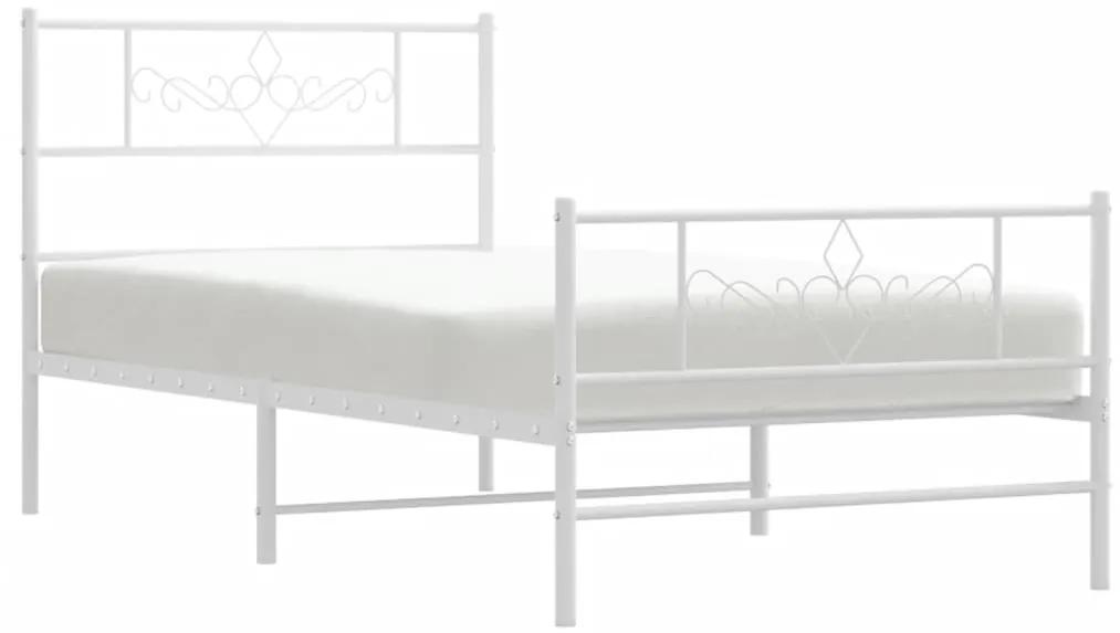 vidaXL Πλαίσιο Κρεβατιού με Κεφαλάρι&Ποδαρικό Λευκό 100x190εκ. Μέταλλο