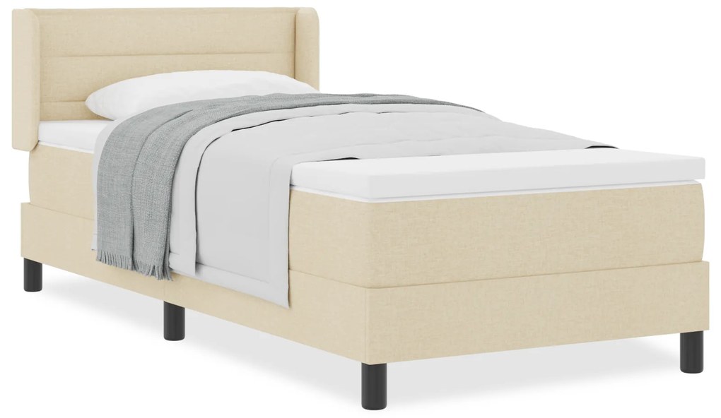 vidaXL Box Spring Bed με Ματράς Κρεμ 90x200 εκ. Υφάσματος