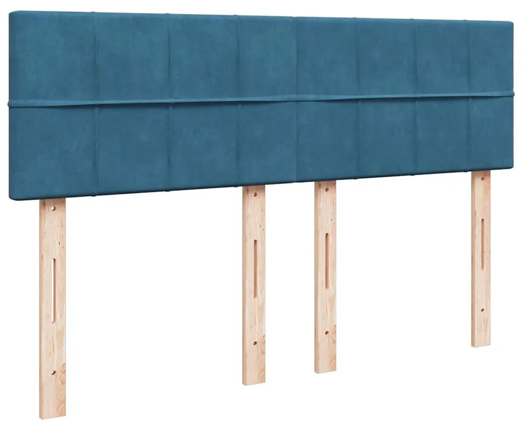 vidaXL Κρεβάτι Boxspring με Στρώμα Μπλε 140x190 εκ. Βελούδινο