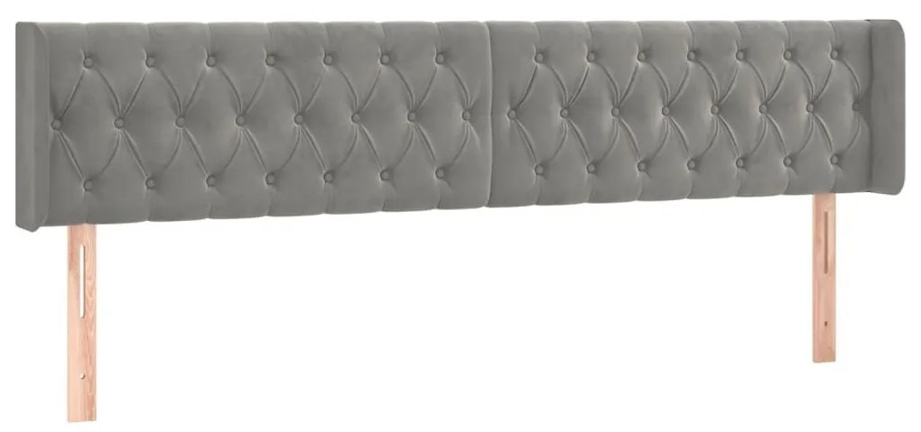 Κεφαλάρι με Πτερύγια Ανοιχτό Γκρι 183x16x78/88 εκ. Βελούδινο - Γκρι