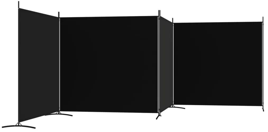 vidaXL Διαχωριστικό Δωματίου με 4 Πάνελ Μαύρο 698x180 εκ. από Ύφασμα