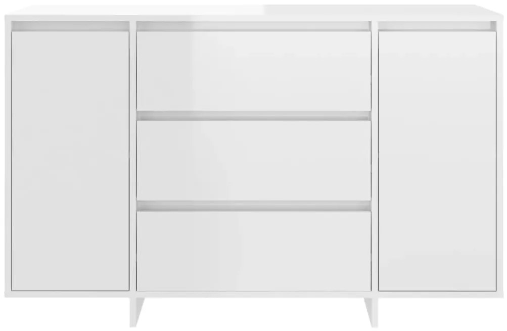 vidaXL Συρταριέρα με 3 Συρτάρια Γυαλ Λευκή 120x41x75εκ από Μοριοσανίδα