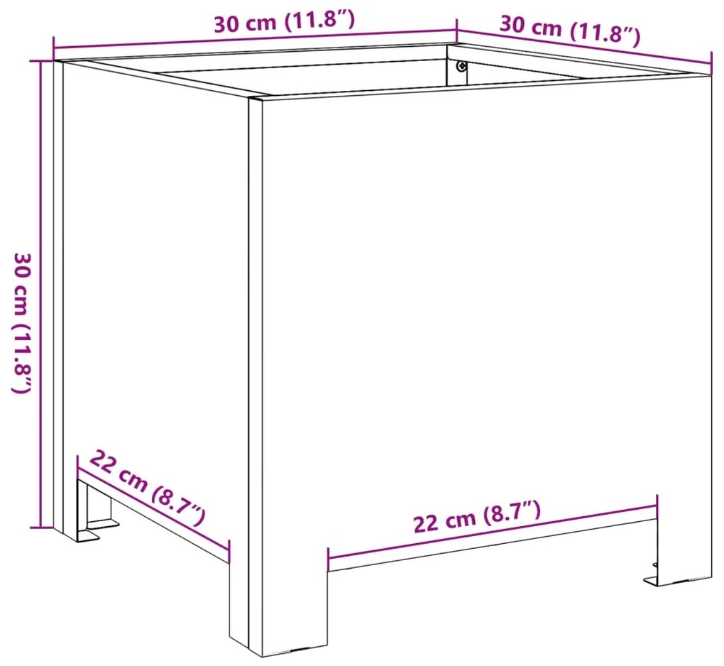 Ζαρντινιέρες Κήπου 2 τεμ. 30x30x30 εκ. από Γαλβανισμένο Χάλυβα - Ασήμι