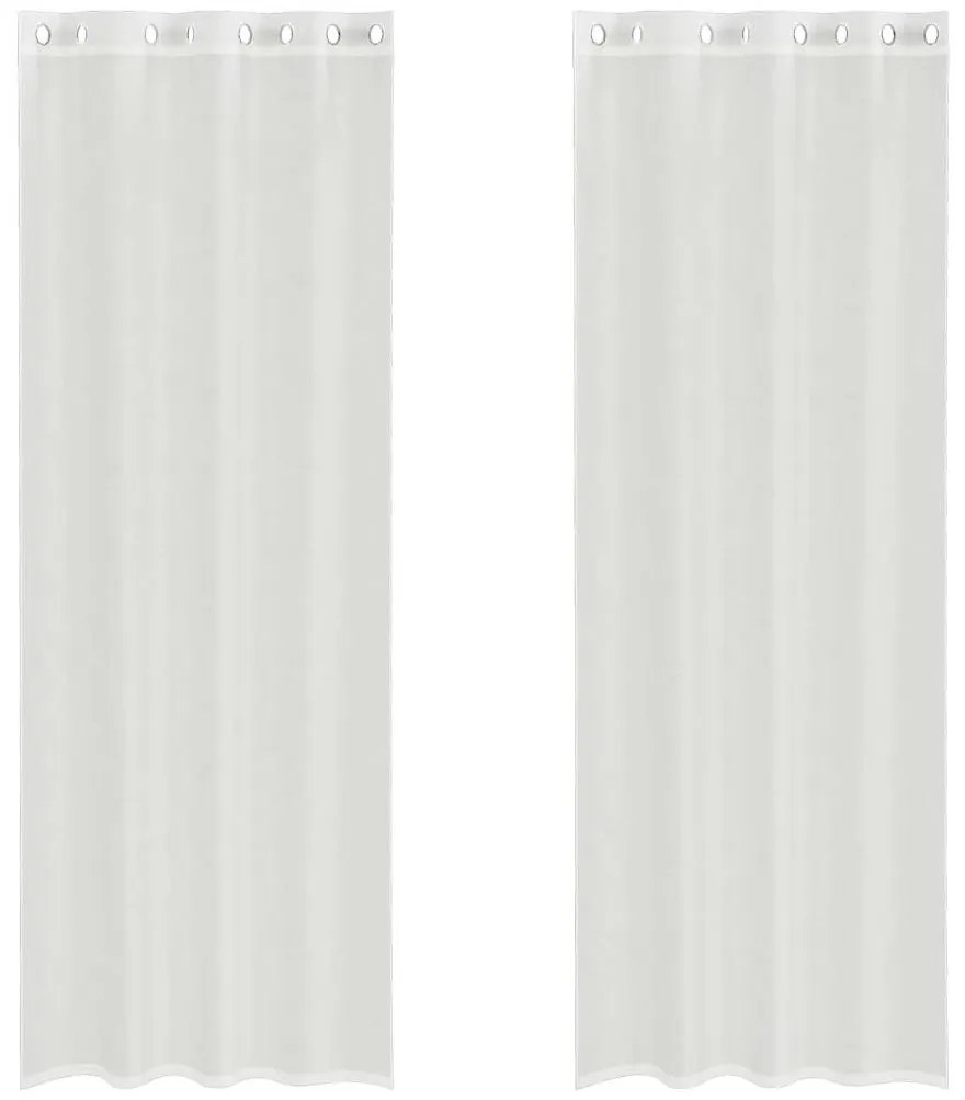 vidaXL Voile κουρτίνες με ροδέλες 2 τεμάχια Λευκό
