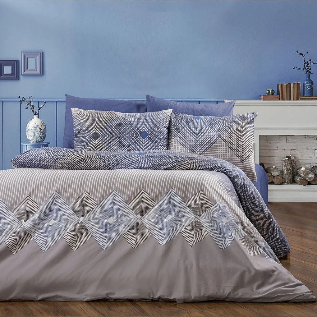 Σεντόνια Υπέρδιπλα (Σετ 220x240) Dimcol Καλλιρόη 604 Grey-Blue