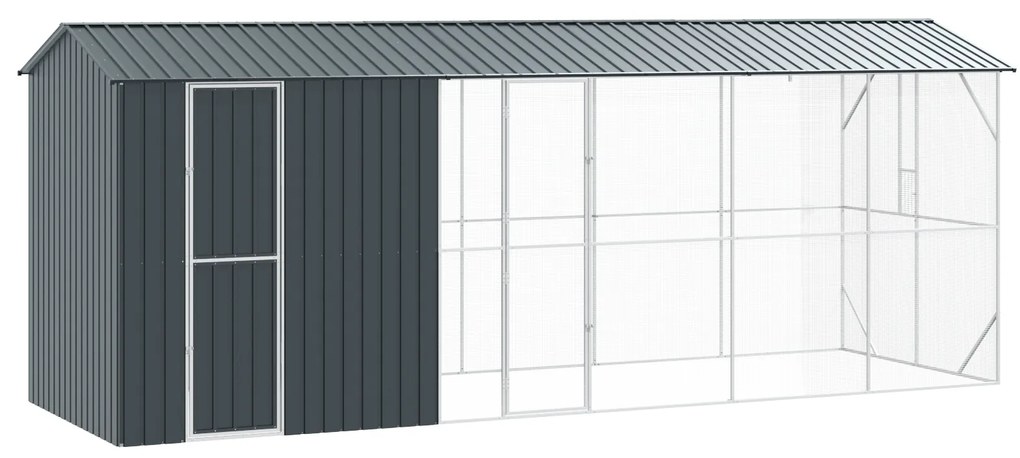 vidaXL Φυτώριο πουλιών με επέκταση Ανθρακί 210x640x247 εκ. Χάλυβας